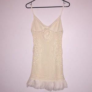 Free People Crochet Mini Dress Cream Short XS